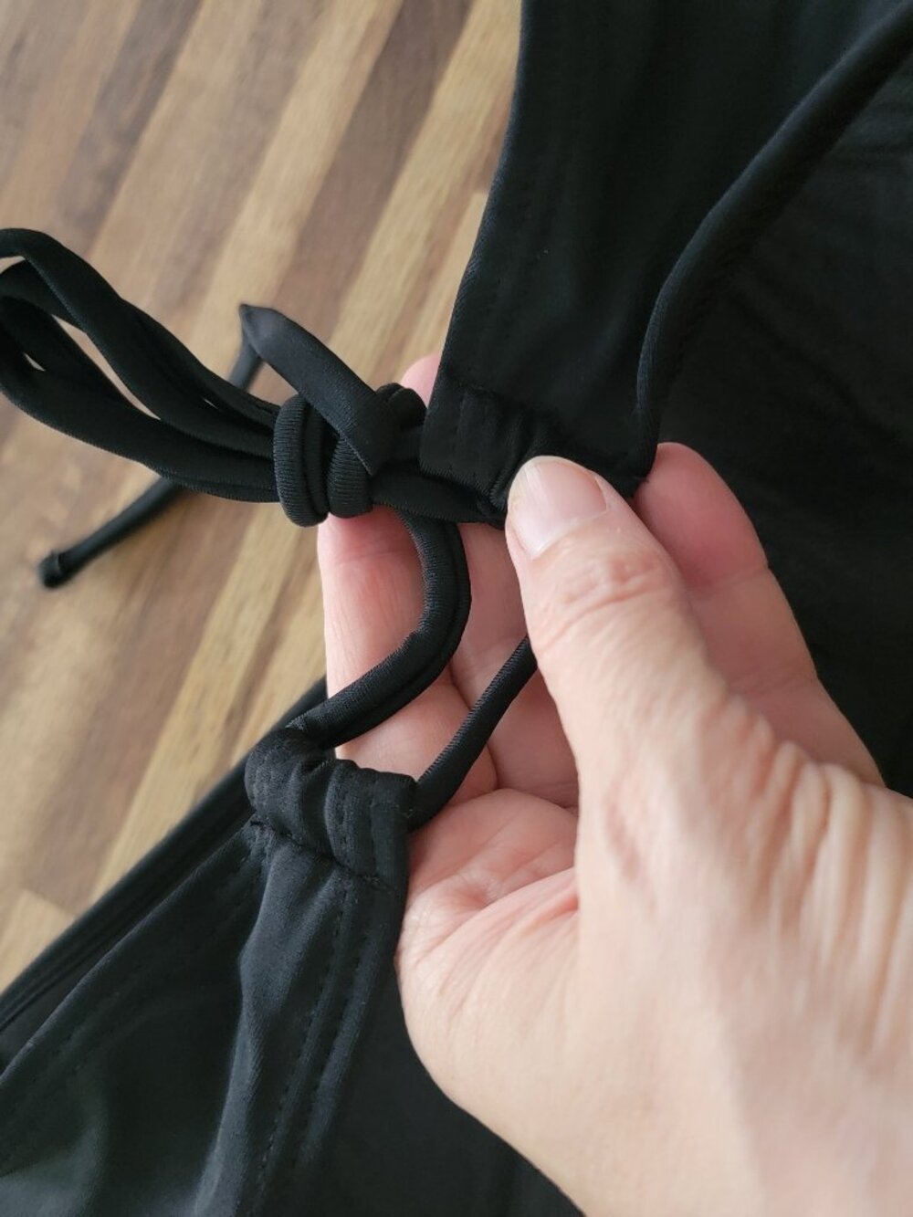 Xhilaration black eyelet strapless underwire push up bandeau bikini top - Picture 3 of 8